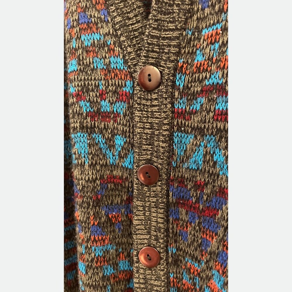VINTAGE 90'S - Men's Cardigan - Geo Pattern - Picture 4 of 13